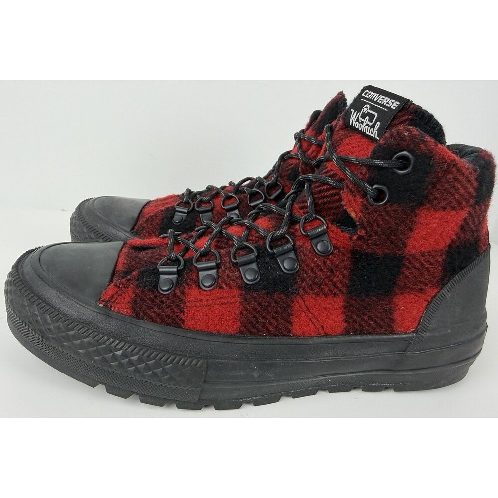 Converse x Woolrich Unisex Black/Red Plaid Chuck Taylor All Star High Top, 6/7.5 - Picture 5 of 10